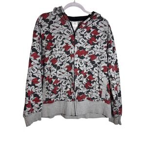 Disney Store Minnie Mouse All-Over Print Zip-Up Hoodie Women's Size XL